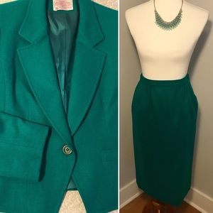 Vintage Pendleton green wool jacket &  skirt suit